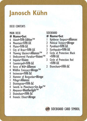 1997 Janosch Kuhn Decklist Card