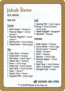 1999 Jakub Slemr Decklist Card