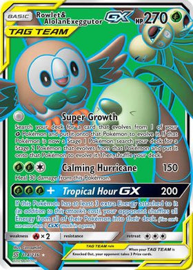 Rowlet & Alolan Exeggutor GX (Full Art) 214/236 - SM Unified Minds Holofoil