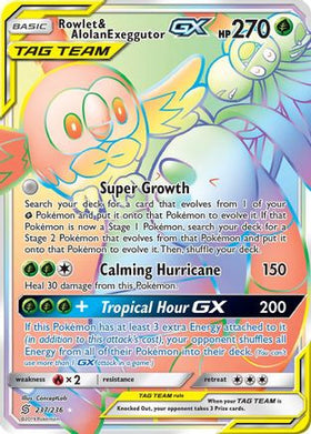 Rowlet & Alolan Exeggutor GX (Secret) 237/236 - SM Unified Minds Holofoil