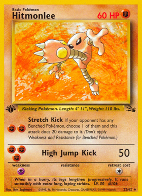 Hitmonlee 22/62 - Fossil 1st Edition (HP)
