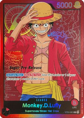 Monkey.D.Luffy (001) (ST01-001) Super Pre-Release Starter Deck 1: Straw Hat Crew Foil
