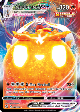Cinderace VMAX 45/264 - Fusion Strike Holofoil (HP)