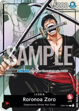 Roronoa Zoro (Alternate Art) (OP01-001) One Piece Promotion Cards Foil