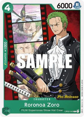 Roronoa Zoro (OP02-043) Paramount War Pre-Release Cards