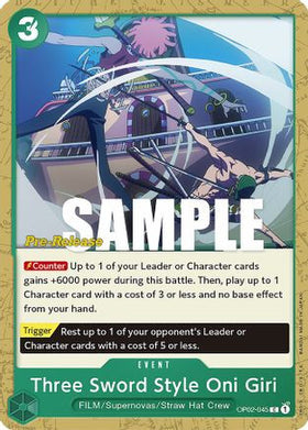 Three Sword Style Oni Giri (OP02-045) Paramount War Pre-Release Cards
