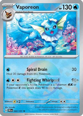 Vaporeon (Poke Ball Pattern) 22 - SV Prismatic Evolutions Holofoil