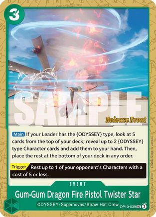 Gum-Gum Dragon Fire Pistol Twister Star (OP10-039) Royal Blood Release Event Cards