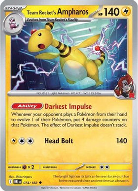 Team Rocket's Ampharos 74 - SV10 Destined Rivals Reverse Holofoil