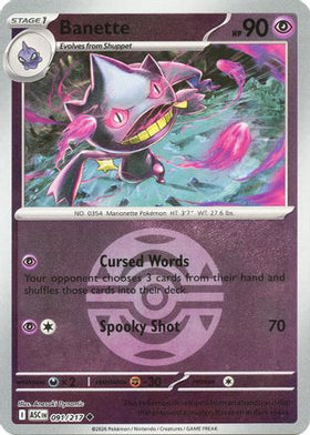 Banette - 091/217 (Dusk Ball) 91 - ME Ascended Heroes Reverse Holofoil