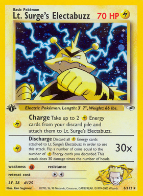 Lt. Surge's Electabuzz 6/132 - Gym Heroes Unlimited Holofoil (HP)