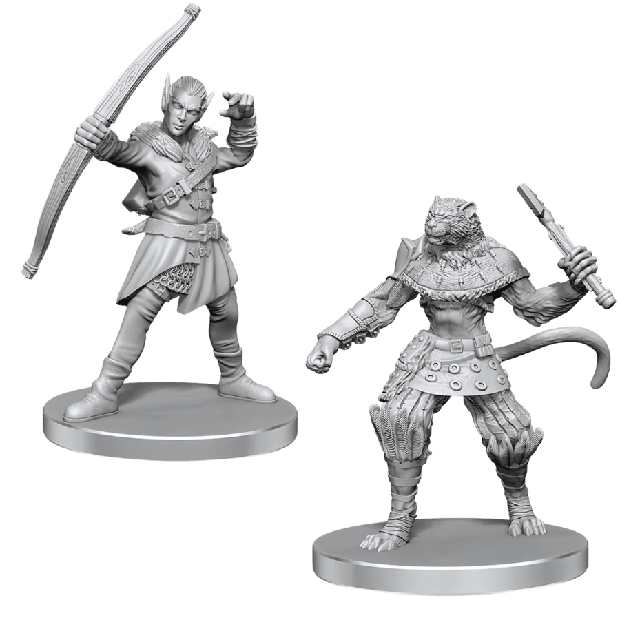 Pathfinder Battles Deep Cuts Unpainted Miniatures: Elf Hunter & Catfolk Bandit