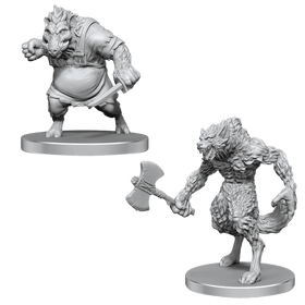 Pathfinder Battles Deep Cuts Unpainted Miniatures: Werewolf & Wereboar