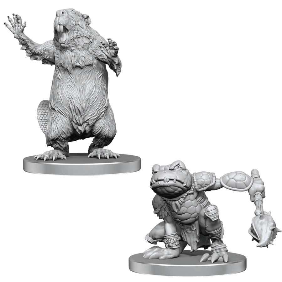 Pathfinder Battles Deep Cuts Unpainted Miniatures: Boggard Scout & Castoroides