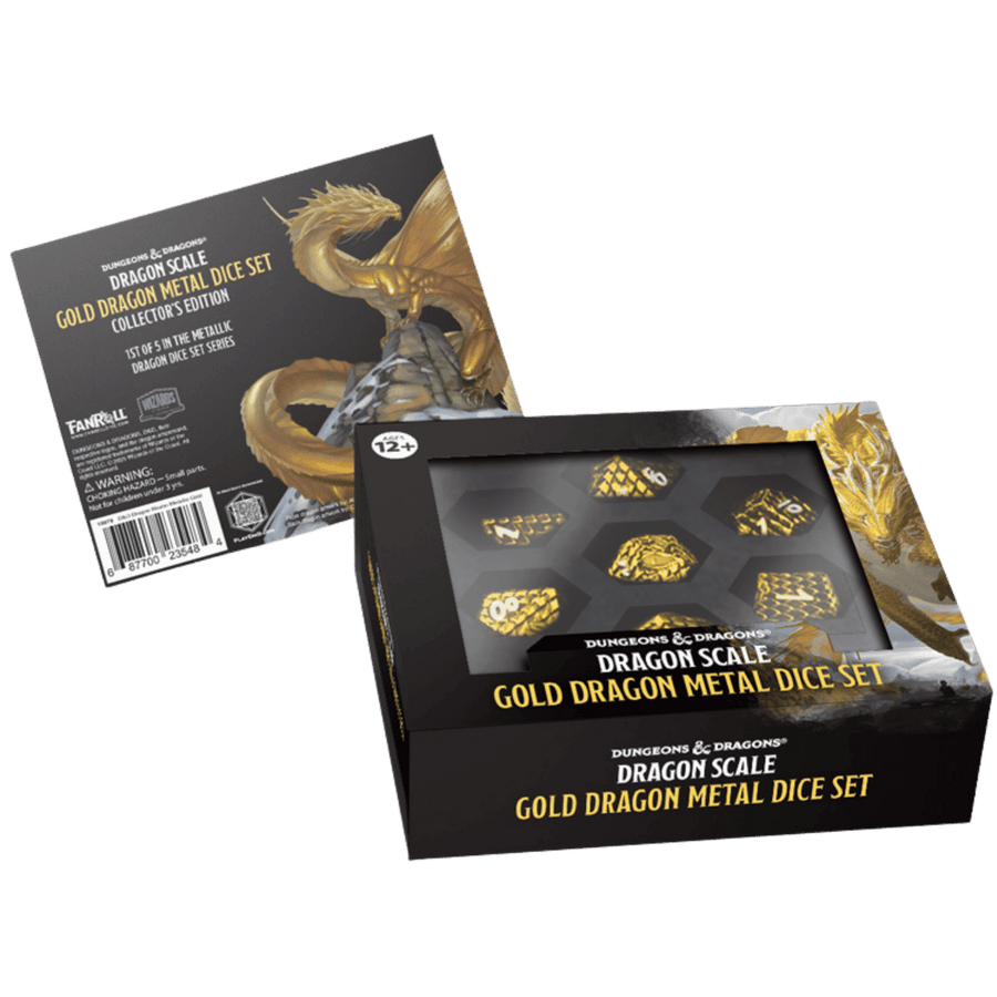 FanRoll: Dungeons & Dragons - Dragon Scale - Gold Dragon Metal Dice Set (7ct)
