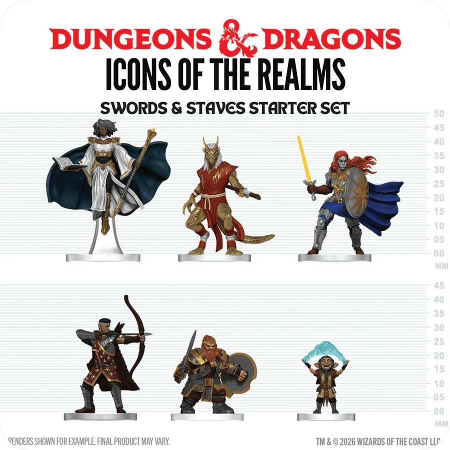 Dungeons & Dragons Miniatures: Icons of the Realms - Player's Handbook - Swords & Staves Starter Set (Pre-painted)