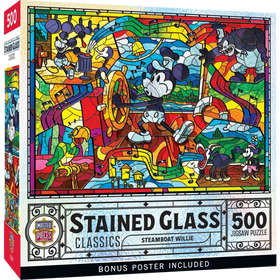 MasterPieces Puzzles: Stained Glass - Steamboat Willie (500pcs)