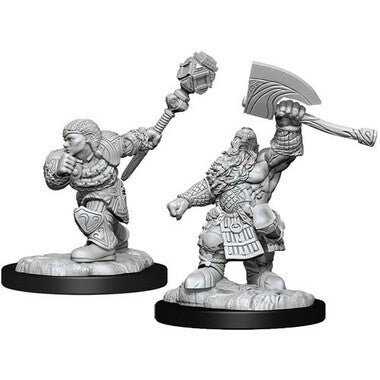 Magic: The Gathering Deep Cuts Unpainted Miniatures: Dwarf Fighter & Cleric