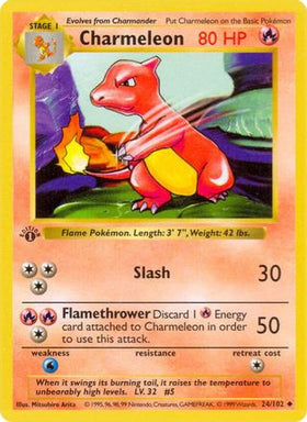 Charmeleon 24 - Base Set Shadowless Unlimited (MP)