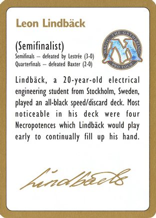 1996 Leon Lindback Biography Card