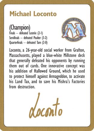 1996 Michael Loconto Biography Card