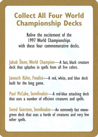1997 World Championship Advertisement Card