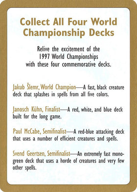 1997 World Championship Advertisement Card