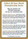1999 World Championship Advertisement Card