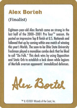 2001 Alex Borteh Biography Card