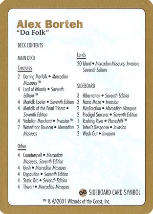 2001 Alex Borteh Decklist Card