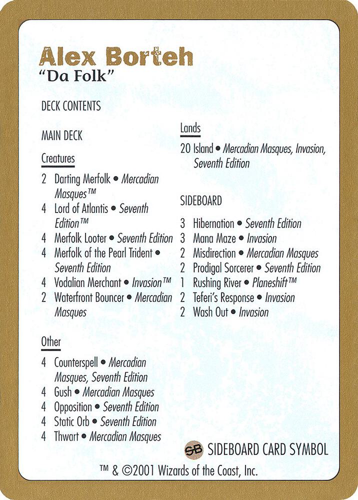 2001 Alex Borteh Decklist Card