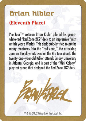 2002 Brian Kibler Biography Card