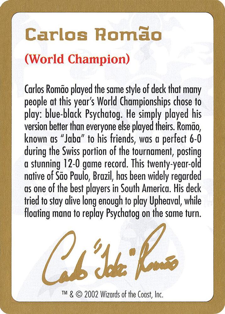 2002 Carlos Romao Biography Card