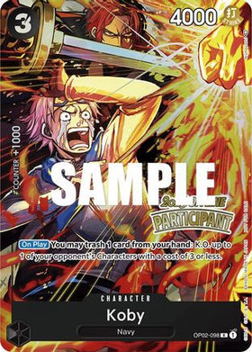 Koby (Offline Regional 2023) [Participant] (OP02-098) One Piece Promotion Cards Foil