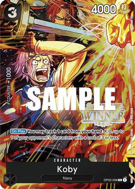 Koby (Offline Regional 2023) [Winner] (OP02-098) One Piece Promotion Cards