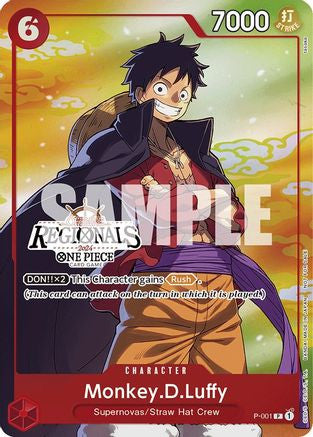 Monkey.D.Luffy (001) (Offline Regional 2024 Vol. 2) [Participant] (P-001) One Piece Promotion Cards Foil