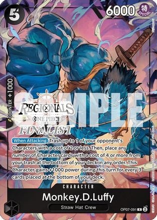 Monkey.D.Luffy (091) (Offline Regional 2024 Vol. 3) [Finalist] (OP07-091) One Piece Promotion Cards Foil