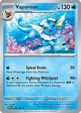 Vaporeon 22 - SV Prismatic Evolutions Holofoil