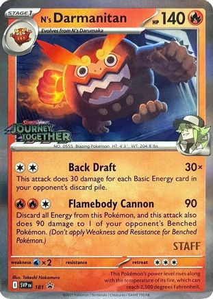 N's Darmanitan - 181 (Prerelease) [Staff] 181 - SV Scarlet Violet Promo Cards Holofoil