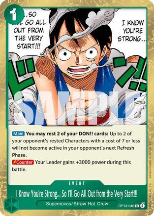 I Know You're Strong... So I'll Go All Out from the Very Start!!! (OP13-040) Carrying On His Will Foil