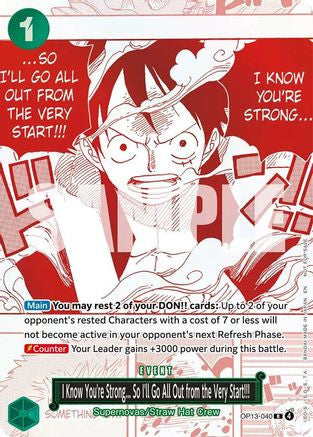 I Know You're Strong... So I'll Go All Out from the Very Start!!! (3rd Anniversary Treasure Campaign Pack) (OP13-040) One Piece Promotion Cards Foil