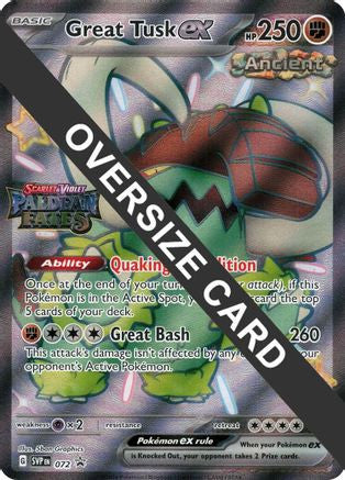 Great Tusk ex - 072 (Paldean Fates Stamped) 72 - Jumbo Cards Holofoil