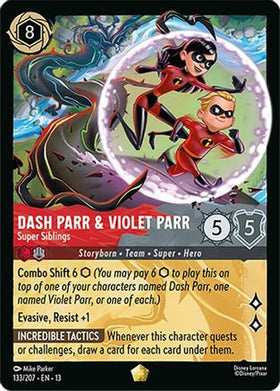 Dash Parr & Violet Parr - Super Siblings (133/204) - Attack of the Vine Cold Foil