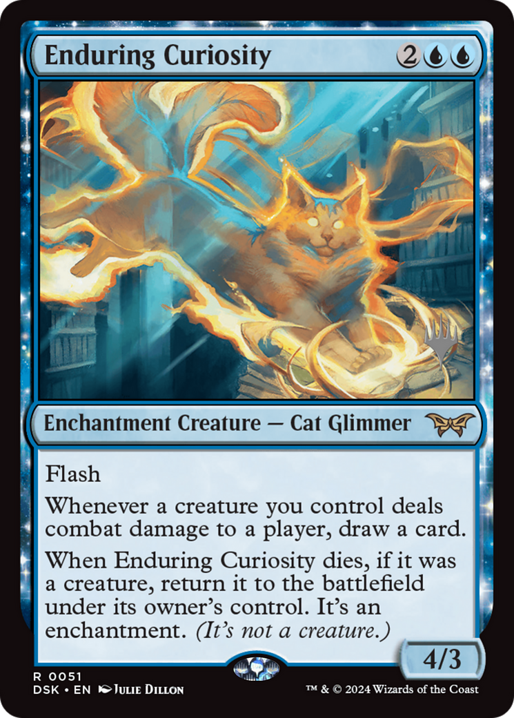 Enduring Curiosity (PPDSK-51P) - Duskmourn: House of Horror Promos: (enchantment) Foil