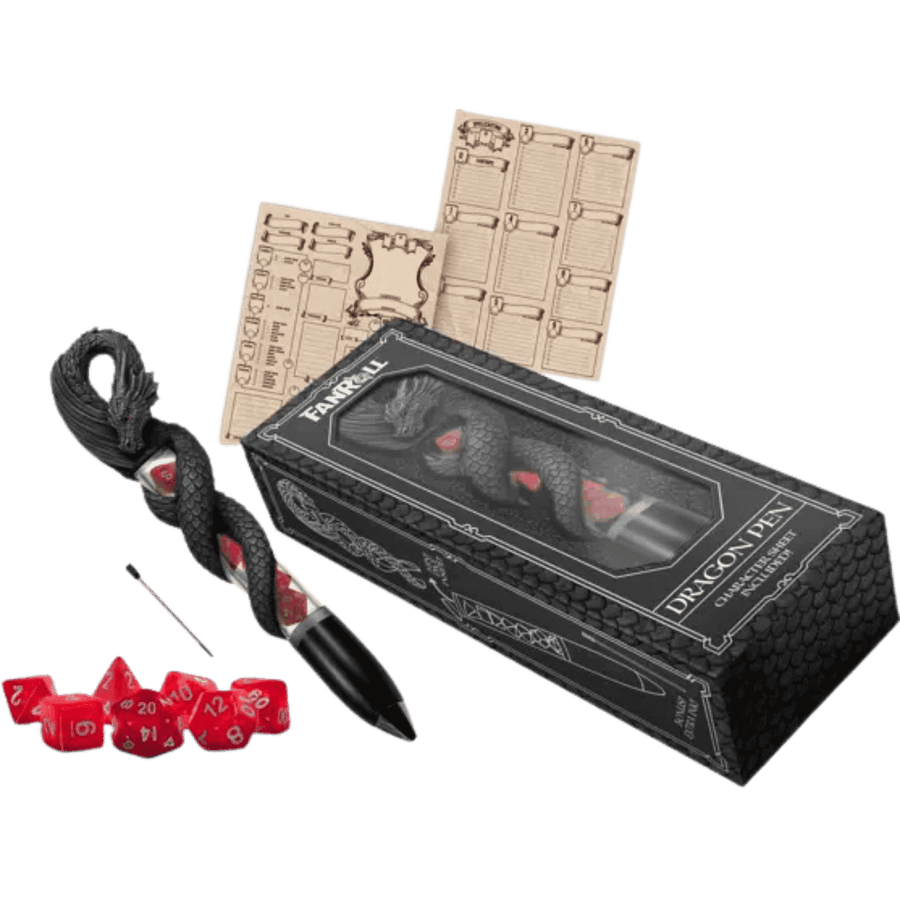 FanRoll: Dragon Dice Pen w/ 7-Die Set (Mini) & Character Sheet (PREORDER)