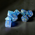 Chessex Dice: Lab Dice Shimmer - Polyhedral Aqueos/Gold (7) w/Bonus Die (PREORDER)