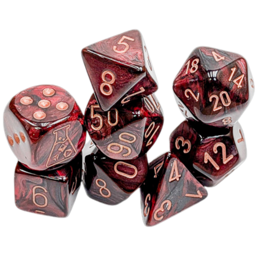 Chessex Dice: Lab Dice Lustrous - Polyhedral Gothic/Copper (7) w/Bonus Die (PREORDER)