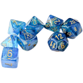 Chessex Dice: Lab Dice Shimmer - Polyhedral Aqueos/Gold (7) w/Bonus Die (PREORDER)