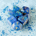 Chessex Dice: Lab Dice Shimmer - Polyhedral Aqueos/Gold (7) w/Bonus Die (PREORDER)