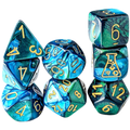 Chessex Dice: Lab Dice Gemini - Polyhedral Green-Teal/Gold (7) w/Bonus Die (PREORDER)